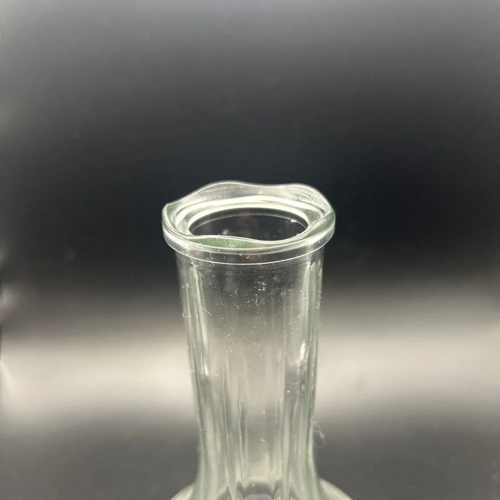 Vintage Flower Bud Vase Scalloped Clear Ribbed Glass 6